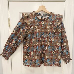 Grace Holiday Floral Blouse Size Small 100% Cotton Cottage Praire Country Core